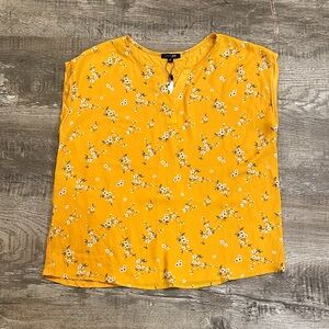 NWT Papermoon Women’s Large Petite Mustard Floral Blouse